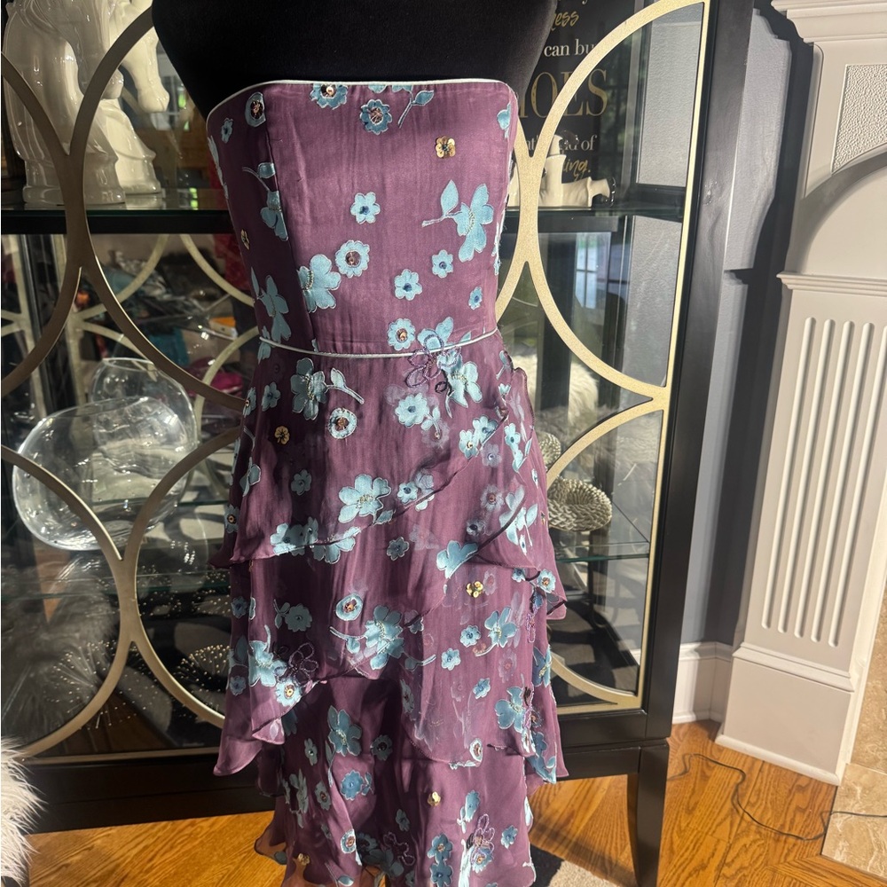 Floral Strapless Ruffle Dress